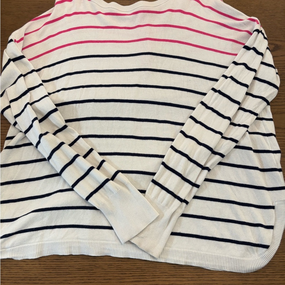 Crown & Ivy Pink and Navy Blue Striped Sweater